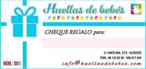 cheque regalo huellas de bebés