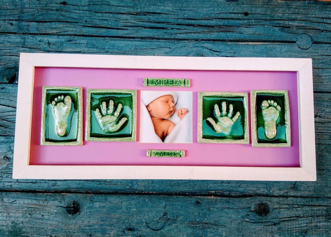 Kit de huellas y huellas para bebé (sello de fecha y nombre), marco de  fotos con impresión de mano de arcilla para recién nacido, el mejor regalo  para