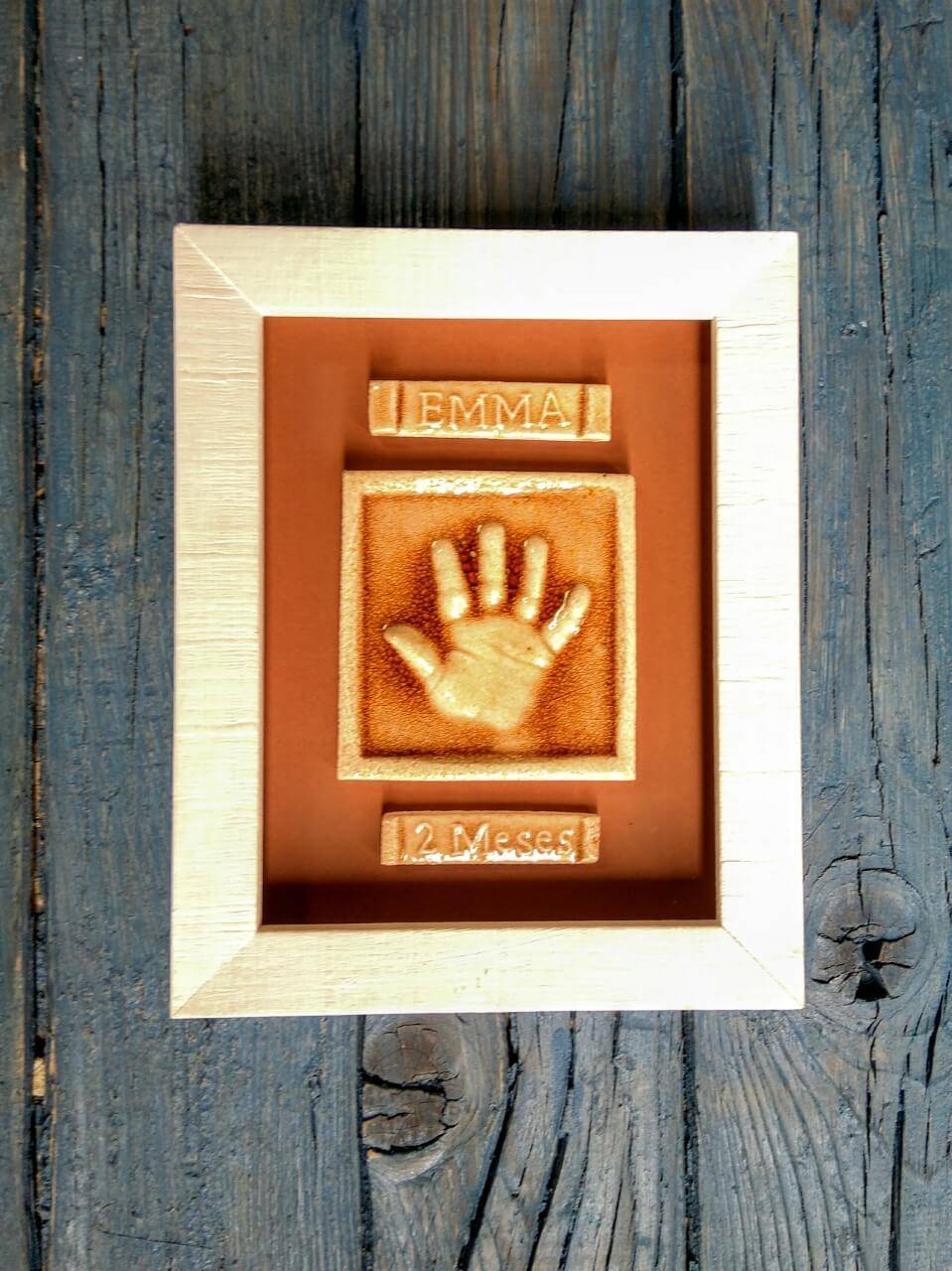 huella de bebé cerámica marco